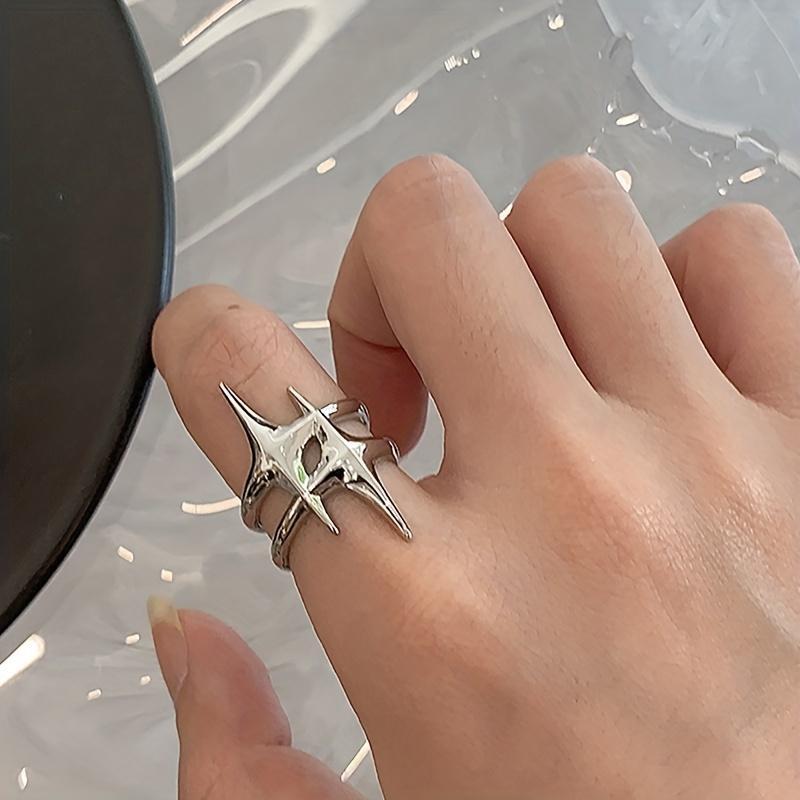 Y2k Geometric Star Layered Ring Jewelry - Exquisite Open Adjustable Simple Ring for Teen Girls - Ideal Eid Al-Fitr Gift