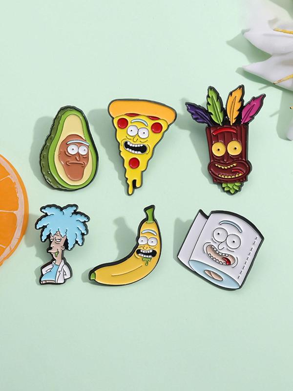 Cartoon Fruit & Character Design Brooch, Cute Enamel Pin Suitable for Backpacks, Jeans, Scarves, Hats Decoration, Fashion Accessories for Women & Men