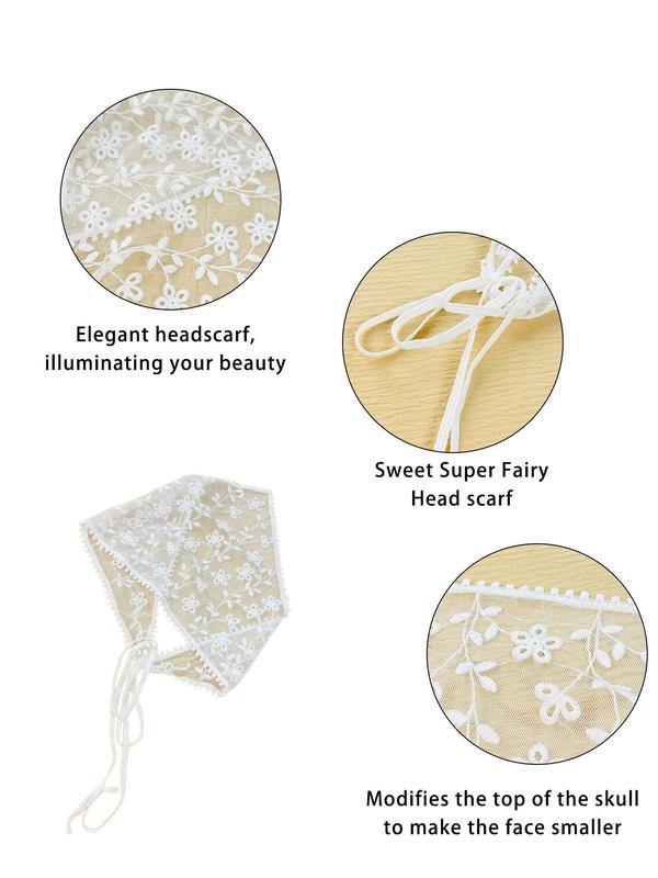 Women's Flower Design Contrast Lace Headscarf, Casual Cute Hair Accessories for Daily Wear, Minimalist Headwear Suitable for Thick Hair, Fashion Hair Accessories for Party, Daily Clothing Decor