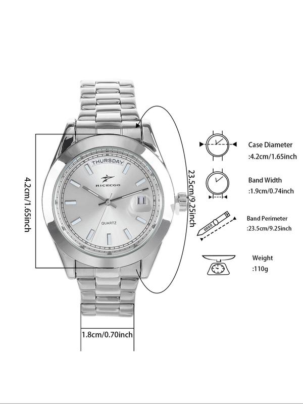 Men's Business Round Dial Quartz Watch, Fashion Wristwatch with Date Display Function As Gifts, Trendy All-match & Exquisite Accessories for Birthday Gift with Box