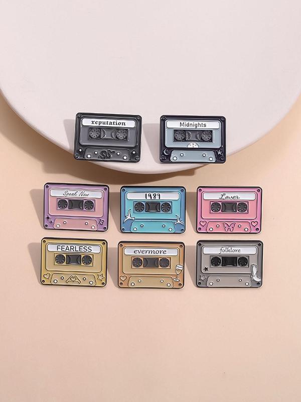 Vintage Cassette Tape Design Brooch, Cute Cartoon Cassette Tape Brooch, Fashion Accessories for Women & Men, Creative Gift for Music Lovers