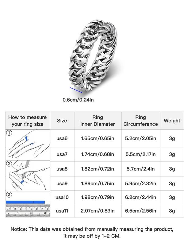 Street Style Chain Design Titanium Steel Ring,  Fashion Jewelry for Both Men & Women As Gifts, Casual All-match Accessories for Party, Daily Wear