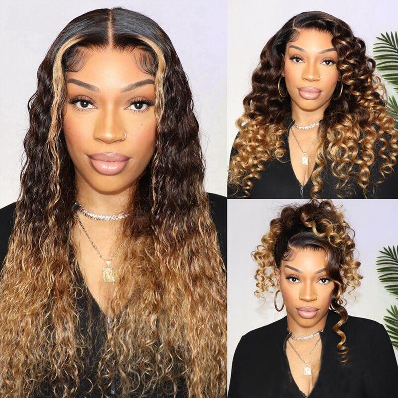 Cheetah Beauty 99J Natural Black Ombre 13x6 HD Lace Deep Wave Front Wigs Human Hair Pre Plucked 180% Density Deep Wave Frontal Wigs for Women