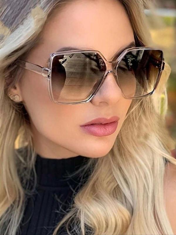 Women's Square Frame Sunglasses, Trendy Casual Sunglasses for Everyday Use, Fashion Accessories for Outdoor Activities