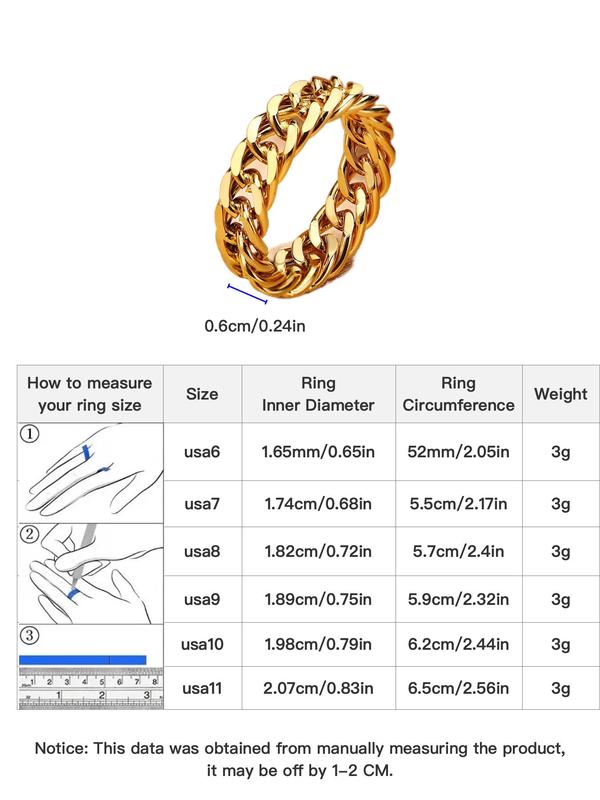 Street Style Chain Design Titanium Steel Ring,  Fashion Jewelry for Both Men & Women As Gifts, Casual All-match Accessories for Party, Daily Wear