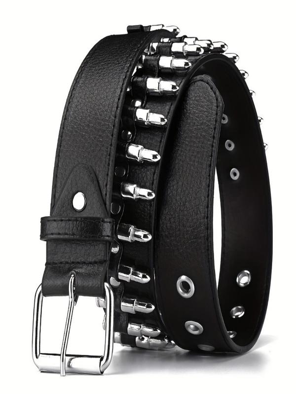 Punk Fashion Bullet Design Pu Leather Belt, Belts for Men, Hip Pop Buckle Designer Belt for Men Women, Gothic Style Belt for Party, Daily Matching Outfit, Fall Outfits, Fall Freshness