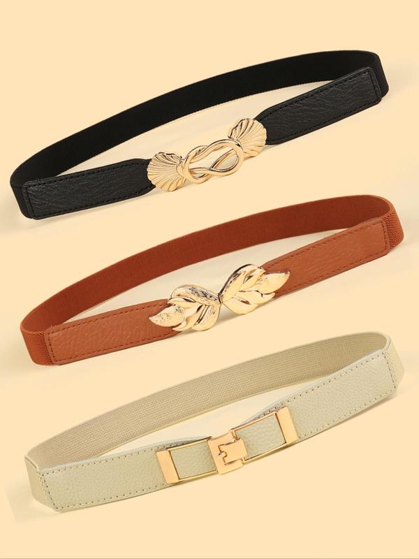 Women's Elegant Plain Color Belts, Trendy Minimalist Elastic Irregular Diagonal Buckle Design Belt, Chic All-match Accessories for Daily & Party Decor