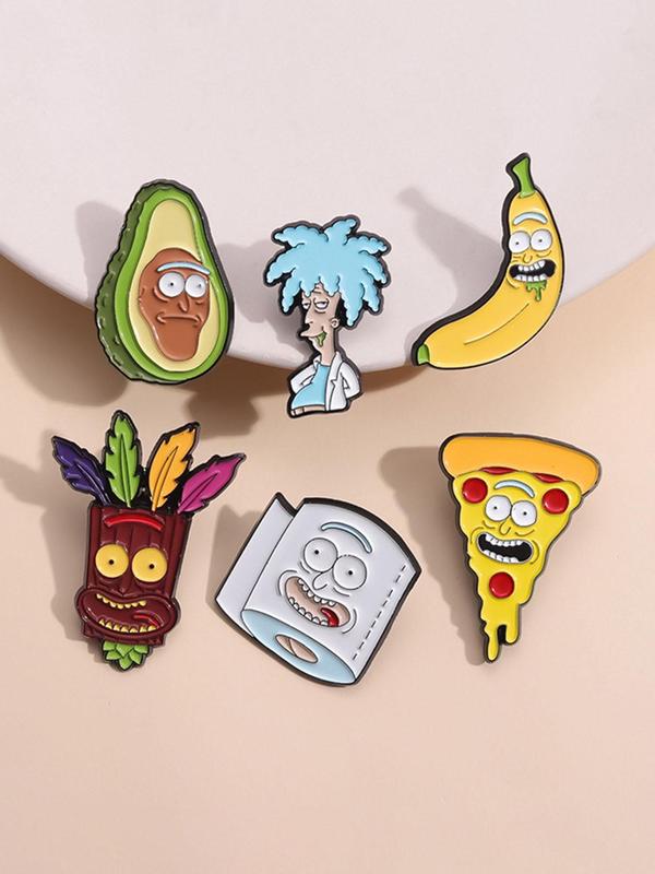 Cartoon Fruit & Character Design Brooch, Cute Enamel Pin Suitable for Backpacks, Jeans, Scarves, Hats Decoration, Fashion Accessories for Women & Men