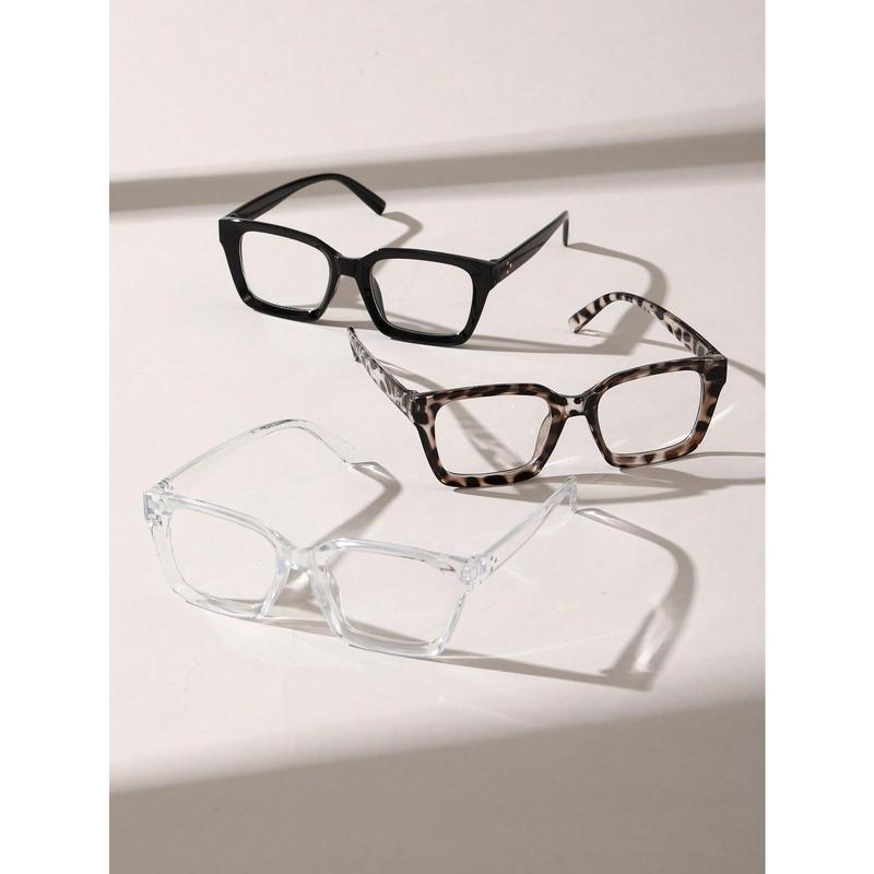 3 PCS women Geometric frame clear glasses Fashion Glasses Clothing Accessories  For Daily Decoration