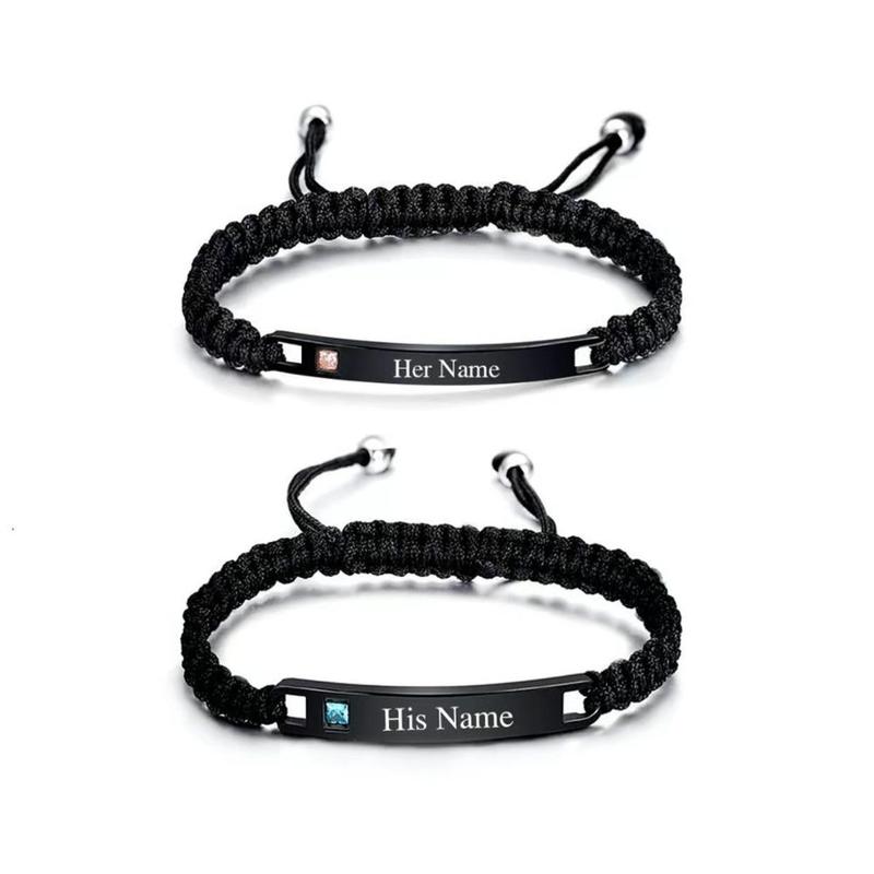 Valentines Day Gifts For Him Personalized His & Her Name Couples Bracelet Set