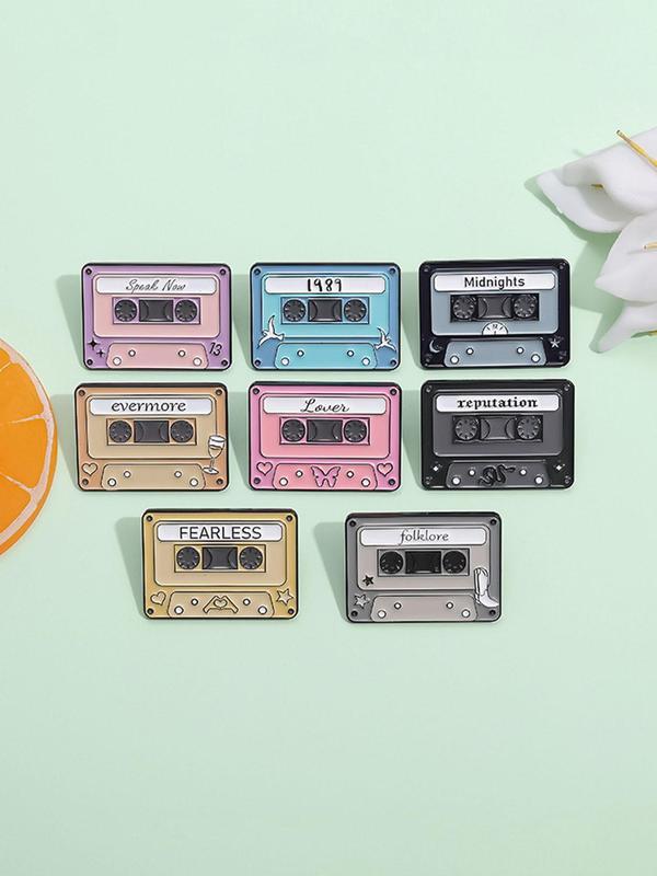 Vintage Cassette Tape Design Brooch, Cute Cartoon Cassette Tape Brooch, Fashion Accessories for Women & Men, Creative Gift for Music Lovers