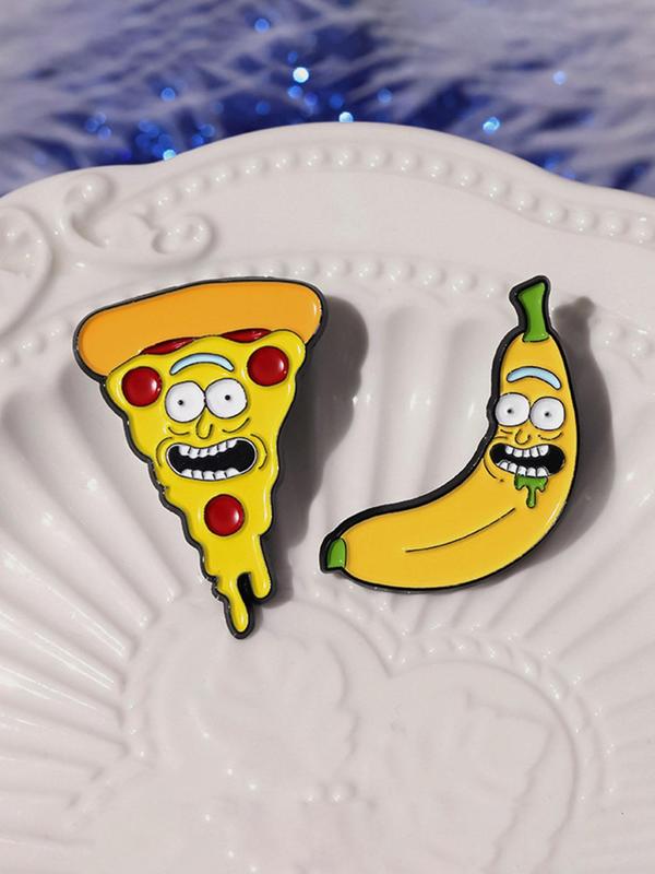 Cartoon Fruit & Character Design Brooch, Cute Enamel Pin Suitable for Backpacks, Jeans, Scarves, Hats Decoration, Fashion Accessories for Women & Men