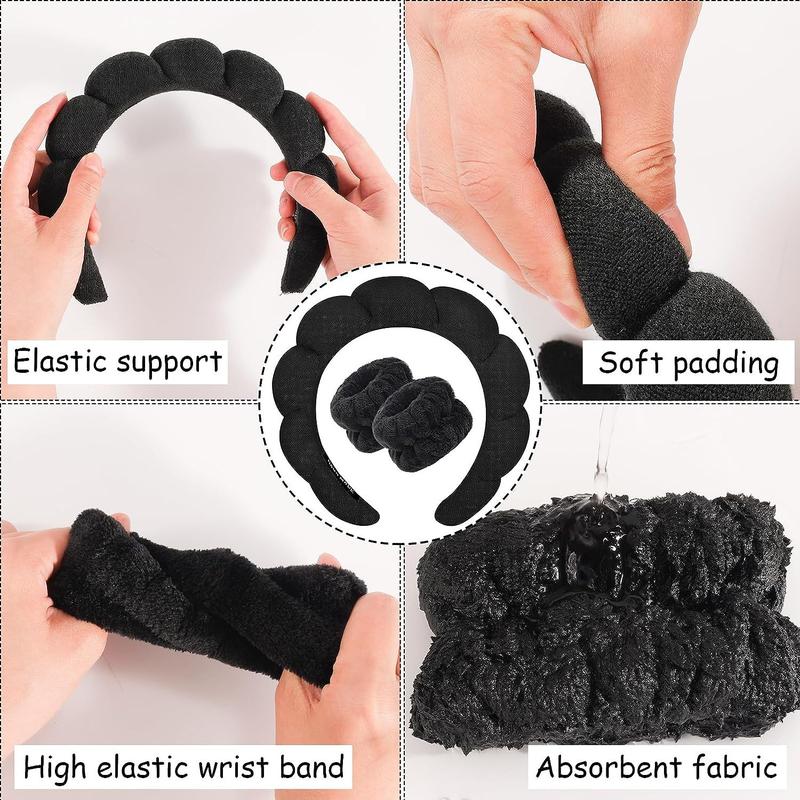 Plush Spa Headband and Wrist Washband Set – Soft, Absorbent Design for Skincare and Face Washing – Keeps Hair and Water Away – Available in Multiple Colors – TikTok Skincare Essential