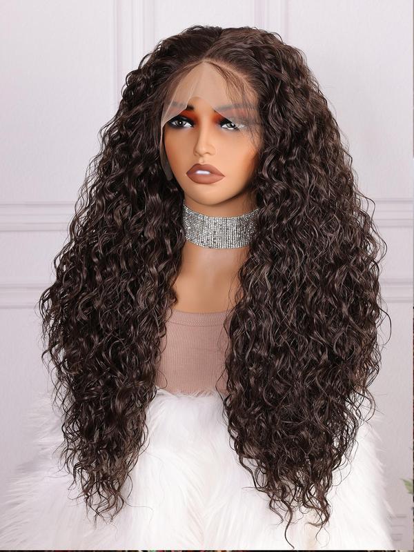 26 Inch Fashionable Plain Color Long Curly Wigs for Women, Gorgeous Fluffy Wigs with Baby Hair Bangs, Synthetic Wigs for Party, Daily Use