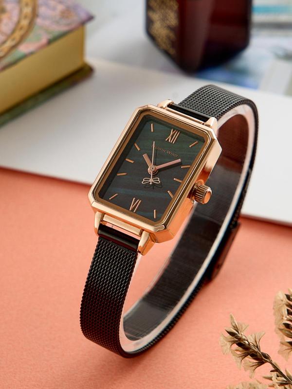 Women's Elegant Rectangle Dial Quartz Watch, Fashionable Wristwatch with Adjustable Strap, Trendy Watch for Daily & Business As Anniversary Gift with Box