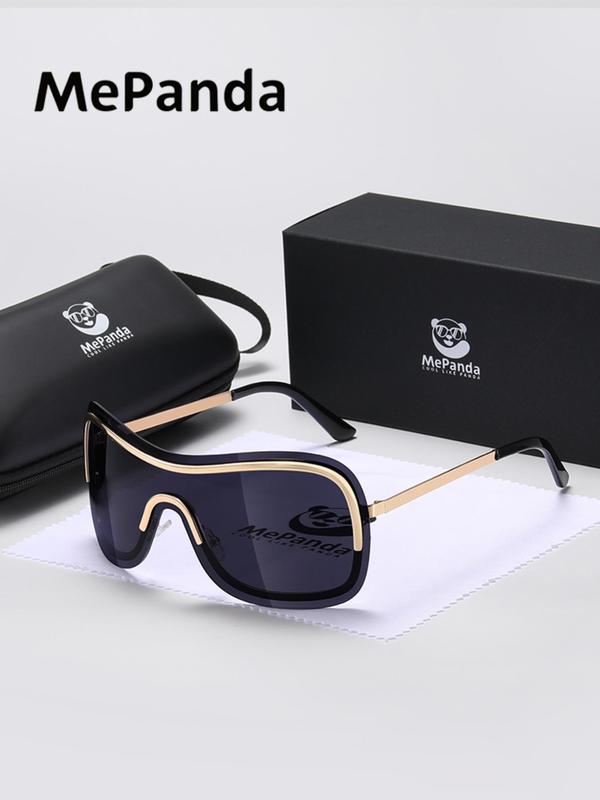 Unisex Street Style Wraparound Frame Sunglasses, Trendy All-match Sunglasses for Everyday Use, Fashion Hip Hop Accessories for Outdoor Activities with Storage Case & Cloth