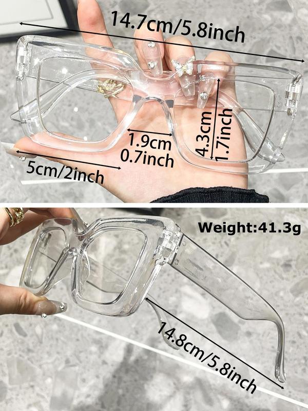 Unisex Simple Style Transparent Large Eyeglasses, Trendy Casual Eyeglasses for Everyday Use, Fashion Accessories for Outdoor Activities