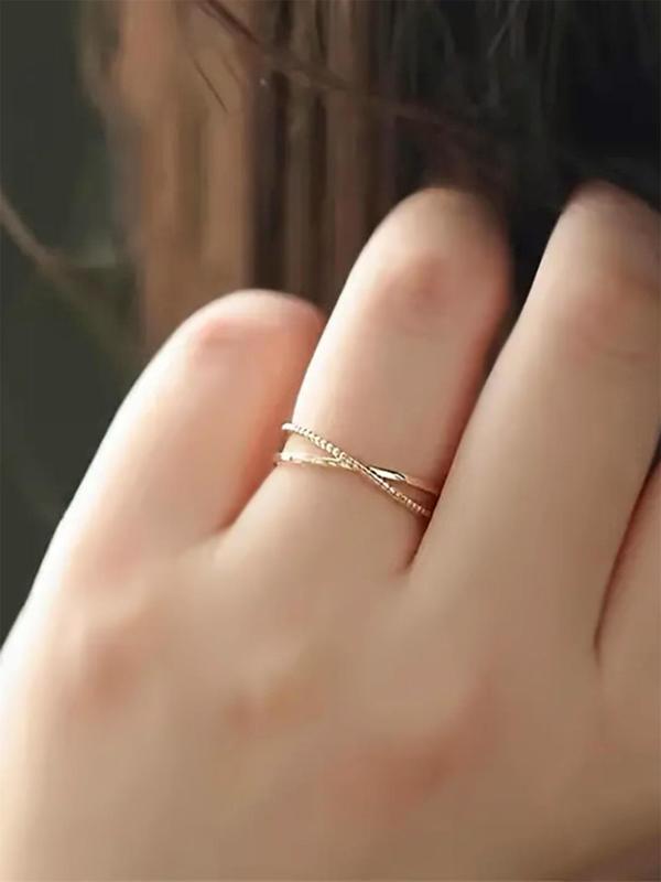 Simple Criss Cross Design Plain Copper Ring, Fashion Accessories for Women for Party, Daily Clothing Decor, Trendy All-match & Exquisite Jewelry for Gift