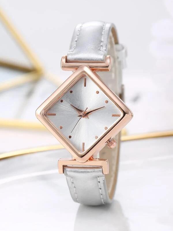 Women's Elegant Square Dial Quartz Watch, Exquisite Minimalist Wristwatch for Daily Use, Trendy Watch for Women & Girls As Gift without Box