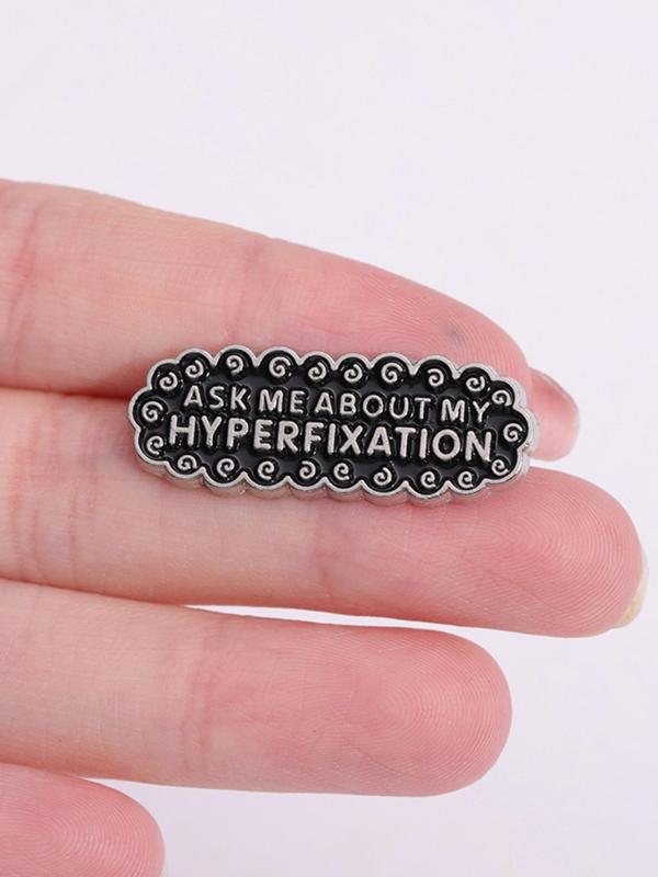 Fashion Letter Pattern Brooch, Casual Clothes Accessories For Men & Women