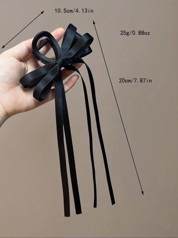 Elegant Bowknot Design Hair Claw Clip,  Cute Long Tail Hair Accessories for Women & Girls, Minimalist Headwear Suitable for Thick Hair