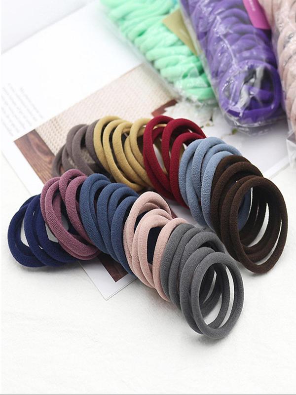 Random Color Hair Tie Set, High Stretch Hair Tie, Casual Simple Hair Accessories for Women & Girls, Minimalist Headwear Suitable for Thick Hair