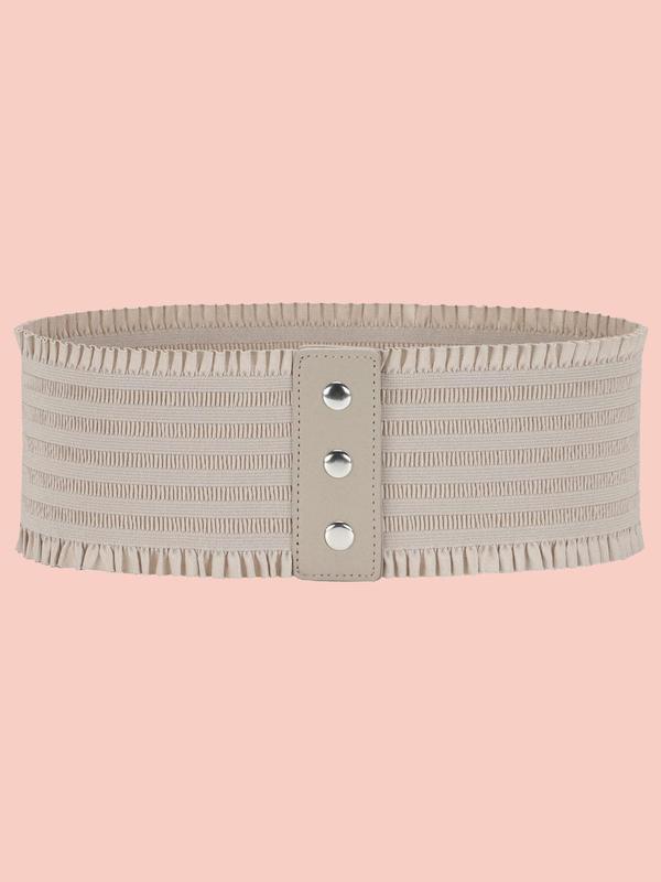 Women's Elegant Frill Trim Design Elastic Band Wide Belt, Exquisite Trendy Sheer Belt, Fashionable Clothes Accessories for Daily & Party Decoration