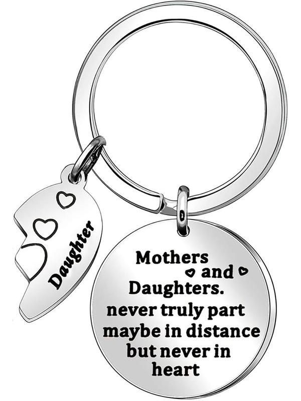 Mother & Daughter Design Keychain, Heart Shaped Stainless Steel Keychain for Women & Mom, Fashion Accessories for Daily Use, Gift for Women Mum Gift from Daughter