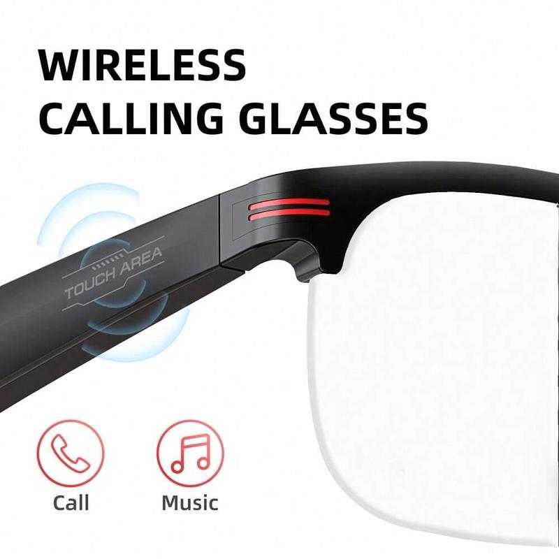 SENBONO Smart Glasses, Wireless Call Music Playback Half Frame Sunglasses with Blue Light UV Protective, Multifunctional Wireless Smart Glasses Headset