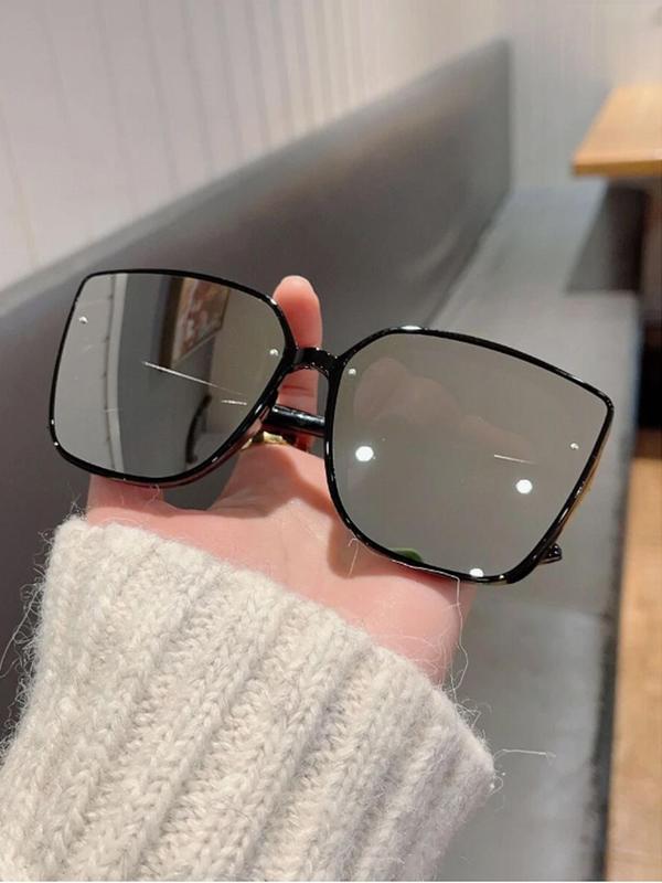 Unisex Simple Style Square Frame Sunglasses, Trendy Casual Sunglasses for Everyday Use, Fashion Accessories for Outdoor Activities