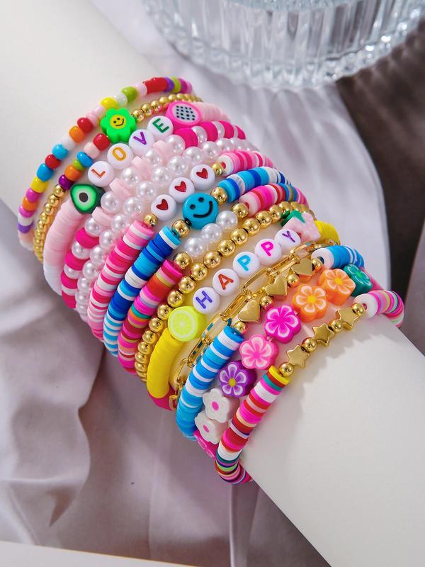 Colorful Boho Style Beaded Bracelet, Fashion Colorful Beaded Bracelet for Women & Girls, 14pcs Fashion Jewelry for Party, Trendy Exquisite Jewelry for Gift