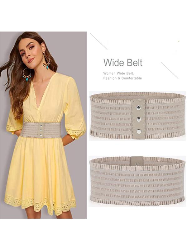 Women's Elegant Frill Trim Design Elastic Band Wide Belt, Exquisite Trendy Sheer Belt, Fashionable Clothes Accessories for Daily & Party Decoration