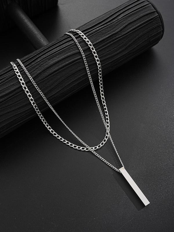 Punk Style Stainless Steel Jewelry Set (4pcs), Including Geometric Pendant Necklace & Ring & Chain Bracelet, Fashion Accessories for Men