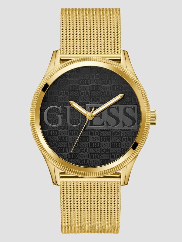 GUESS Male Gold-Tone Mesh Analog Watch