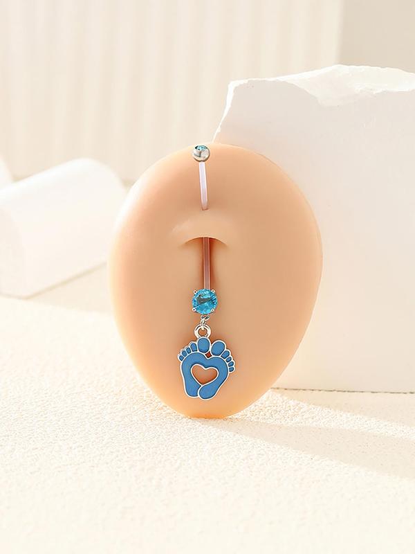 Women's Fashion Rhinestone Decorated Paw Design Belly Button Nail, Cute Trendy Belly Ring, Fashionable Body Jewelry for Women & Girls