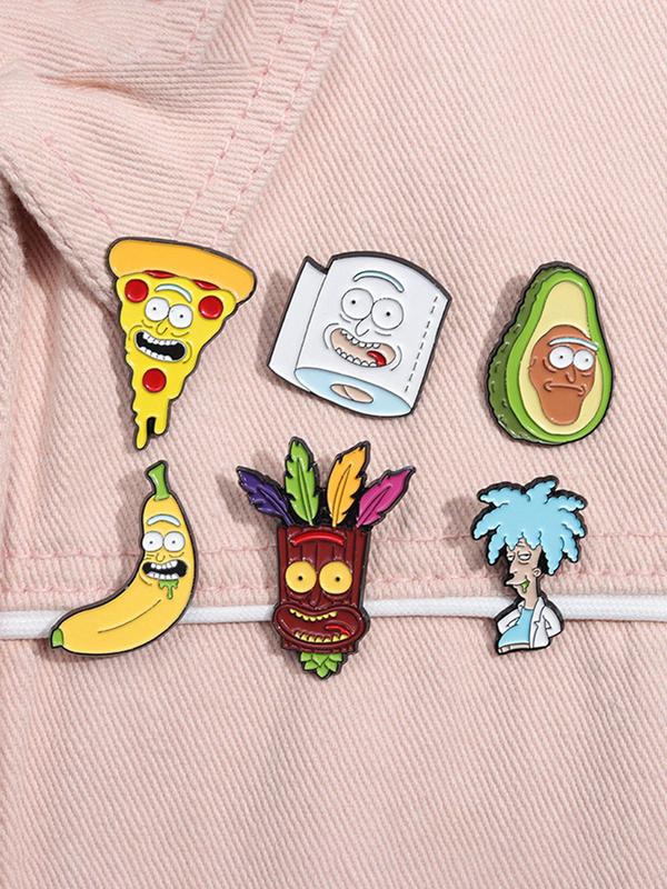 Cartoon Fruit & Character Design Brooch, Cute Enamel Pin Suitable for Backpacks, Jeans, Scarves, Hats Decoration, Fashion Accessories for Women & Men