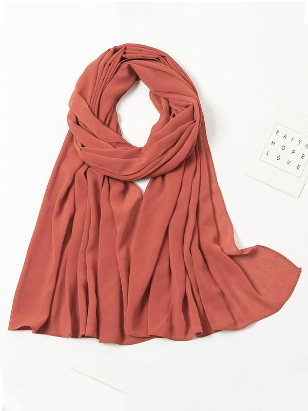 Women's Casual Solid Color Chiffon Shawl, Simple Wrinkle Long Soft Shawl for Daily Wear, Elegant Sunscreen Windproof Scarf for Women & Girls for Birthday Gift