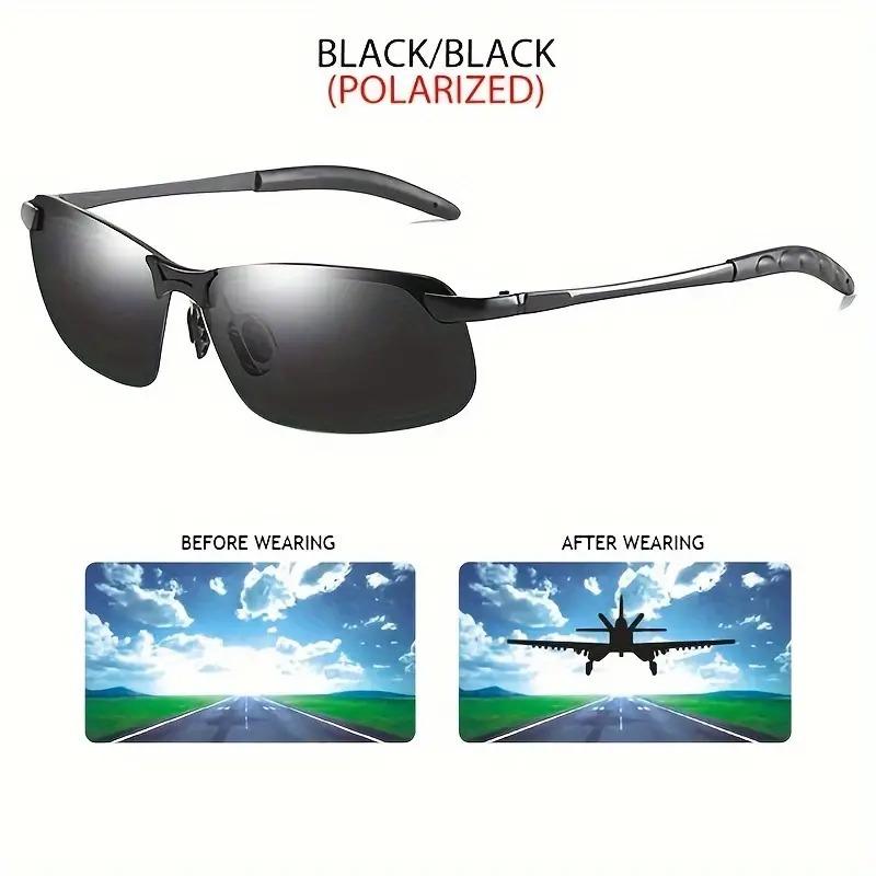 Men's Polarized Sunglasses For Day Night: Business-Style With Photochromic TAC Lenses And Zinc Alloy Frame