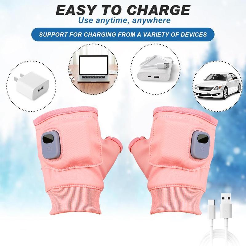 Portable Heating Gloves, Rechargeable Hand Warmer, Adjustable Temperature Hand Heater, Winter Warm Gloves for Office, Outdoor Hiking, Cycling