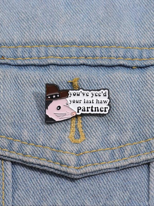 Unisex Cute Letters & Rat Design Brooch, Fashion Novelty Clothes Brooch for Women & Men, Trendy All-match Clothes Accessories for Party, Daily Clothing Decor As Gift