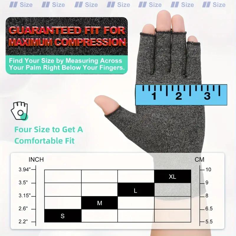 Premium Compression Gloves for Arthritis Relief - Breathable Cotton Blend, Fingerless Design for Men and Women