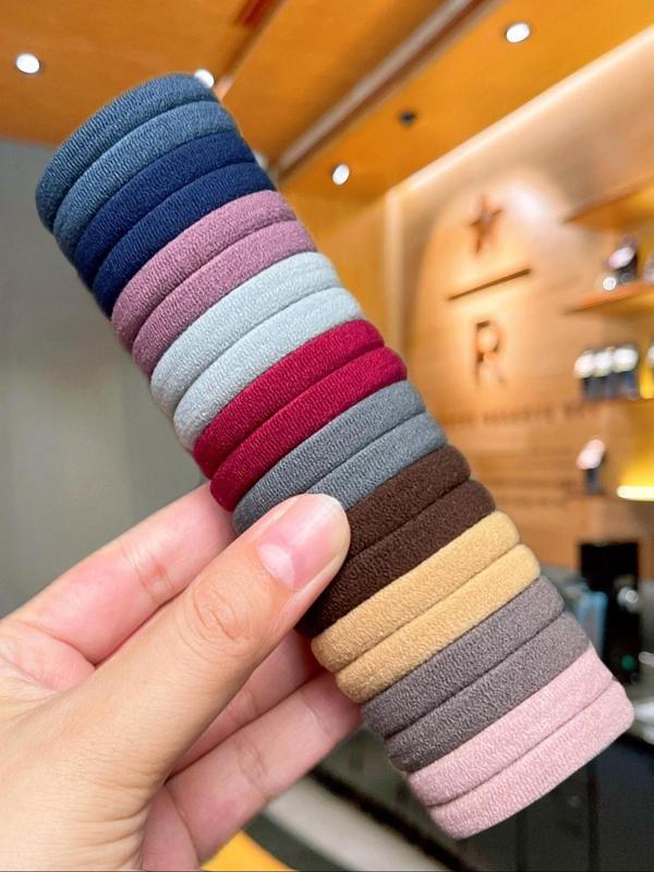 Random Color Hair Tie Set, High Stretch Hair Tie, Casual Simple Hair Accessories for Women & Girls, Minimalist Headwear Suitable for Thick Hair