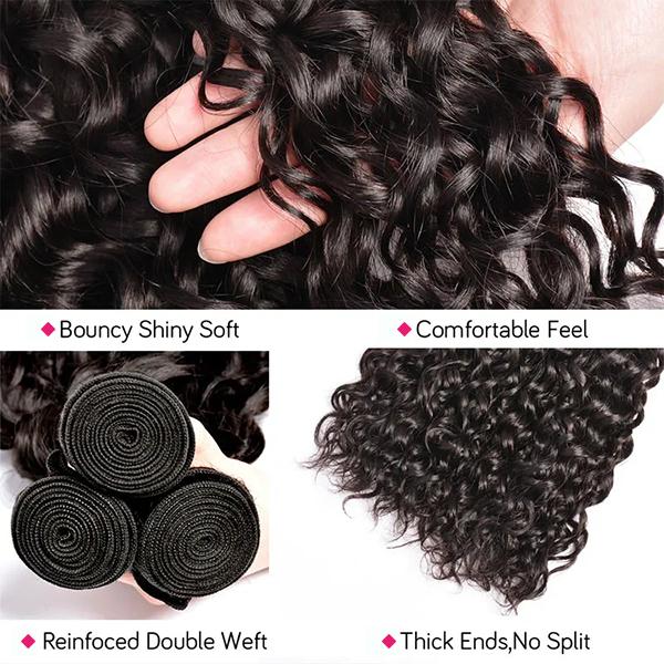 Water Wave Hair Bundles 1 3 4 Bundles Deal 100% Human Hair Weave Bundles Natural Color Remy Hair Weave Extensions