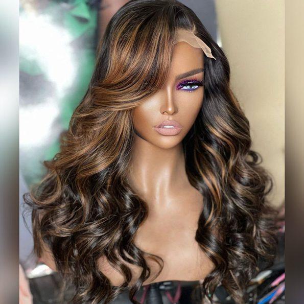 [TOP SELLINGS] ALIGLOSSY 13x6 Highlight Balayage Body Wave Lace Front Wig HD Transparent Wavy Lace Frontal Wigs Human Hair For Women