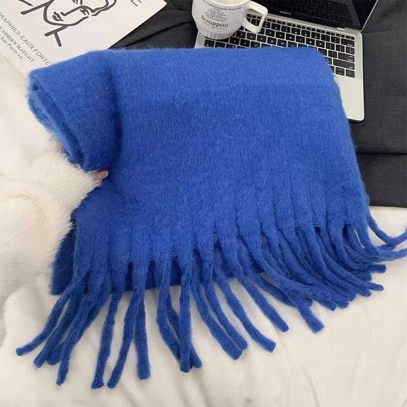 Pure Color Thickened Scarf for Girls 2024 Winter New Korean Style Ins Winter Student Versatile Shawl Scarf White