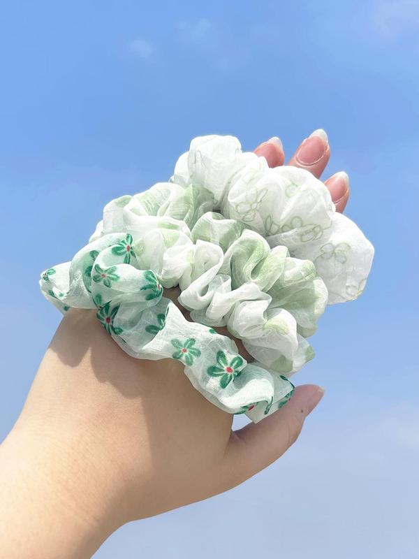 20pcs Colorful Chiffon Hair Ties, Ditsy Floral Print Hair Ties, Cute Scrunchies for Women Girls