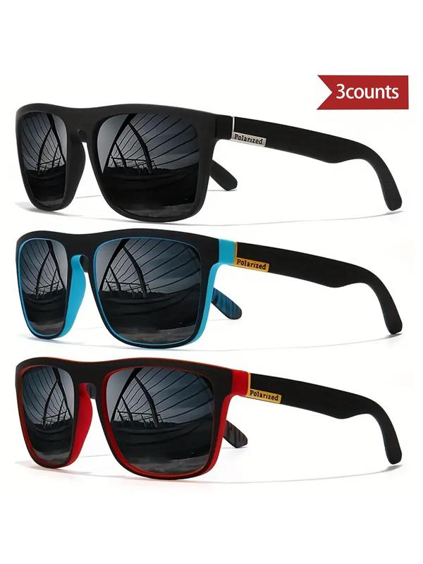 Unisex Sporty Minimalist Sunglasses, 3 Pairs Trendy Casual Square Frame Sunglasses for Everyday Use, Fashion Accessories for Outdoor Activities