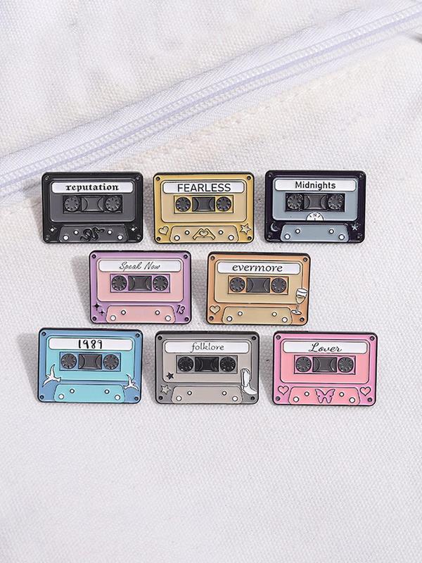 Vintage Cassette Tape Design Brooch, Cute Cartoon Cassette Tape Brooch, Fashion Accessories for Women & Men, Creative Gift for Music Lovers