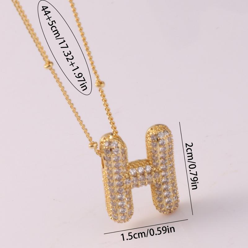 Fashion Alphabet Detail Pendant Necklace for Women & Girls, Rhinestone Decor Necklace for Party, Daily Clothing Decor, Trendy All-match & Exquisite Jewelry for Birthday Gift pendant statement bubble initial necklace name ne ack laces bubble ne