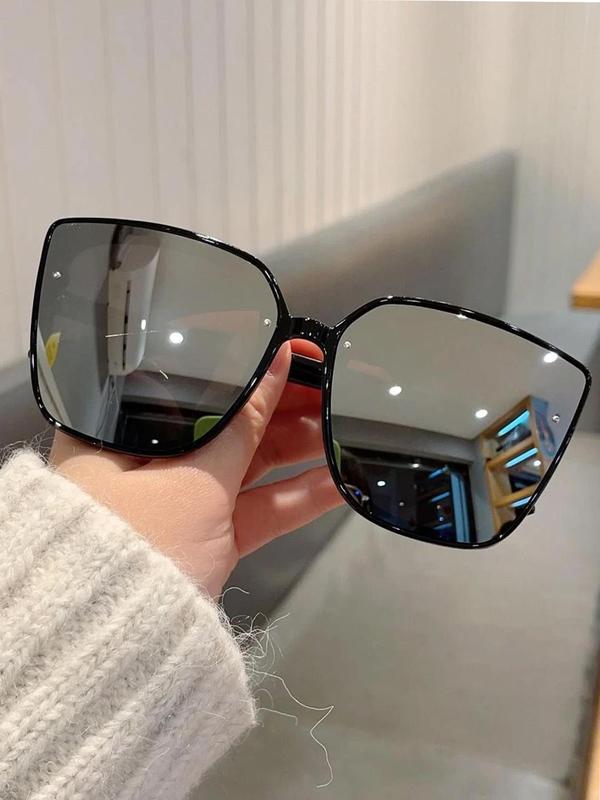 Unisex Simple Style Square Frame Sunglasses, Trendy Casual Sunglasses for Everyday Use, Fashion Accessories for Outdoor Activities